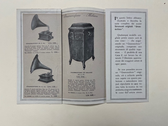 Strumenti originali 'Grammofono' (Listino illustrato)